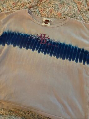 Harley-Davidson Kids Pink Tee with Blue Tie-Dye Stripe